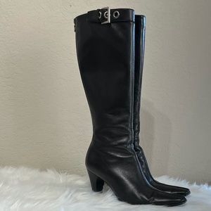 PRADA tall leather boot with buckle